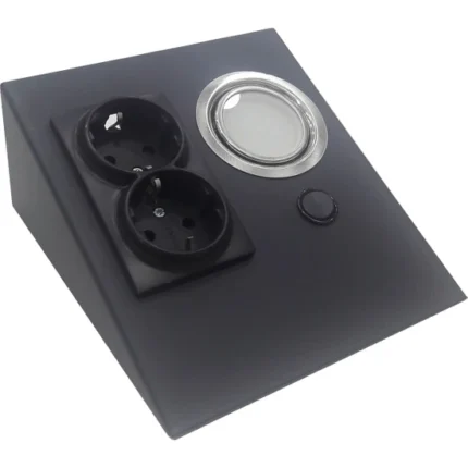 Dolap Tezgah Altı Siyah Metal Led Aydınlatmalı Priz Çok Şık