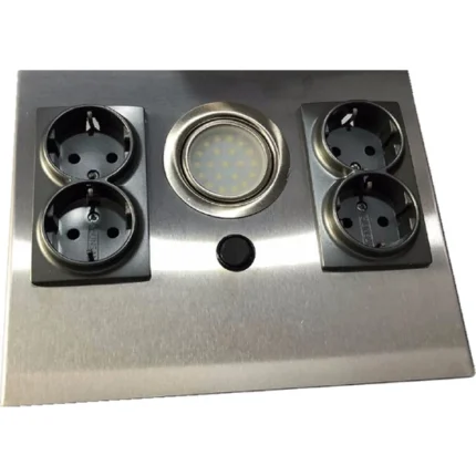 Tezgah Altı Paslanmaz Metal Led Aydınlatmalı Priz